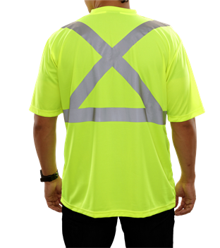 Hi Vis Pocket Birdseye Shirt: X-Back: ANSI 2